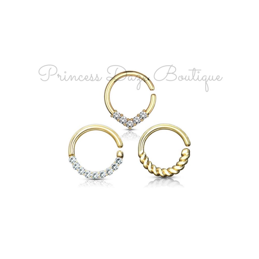 Gold‎ 3 Pcs Hoop for Septum, Nose and Cartilage Piercings